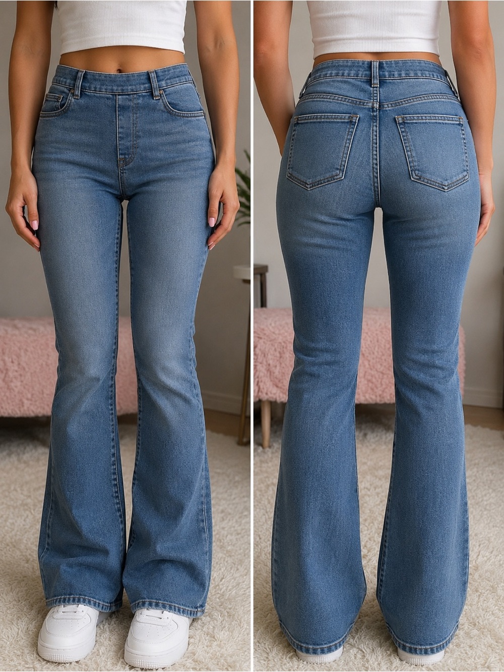 SPANX Light Wash Flare Jeans Size S Petite — Shaping Denim